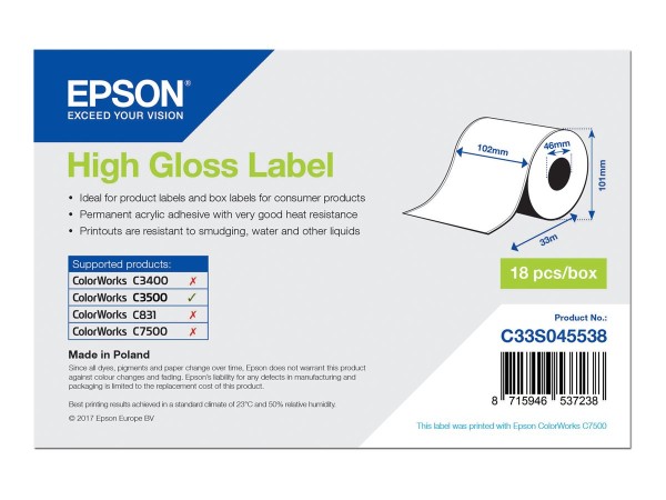 EPSON Etikettenrolle, Normalpapier, 102mm